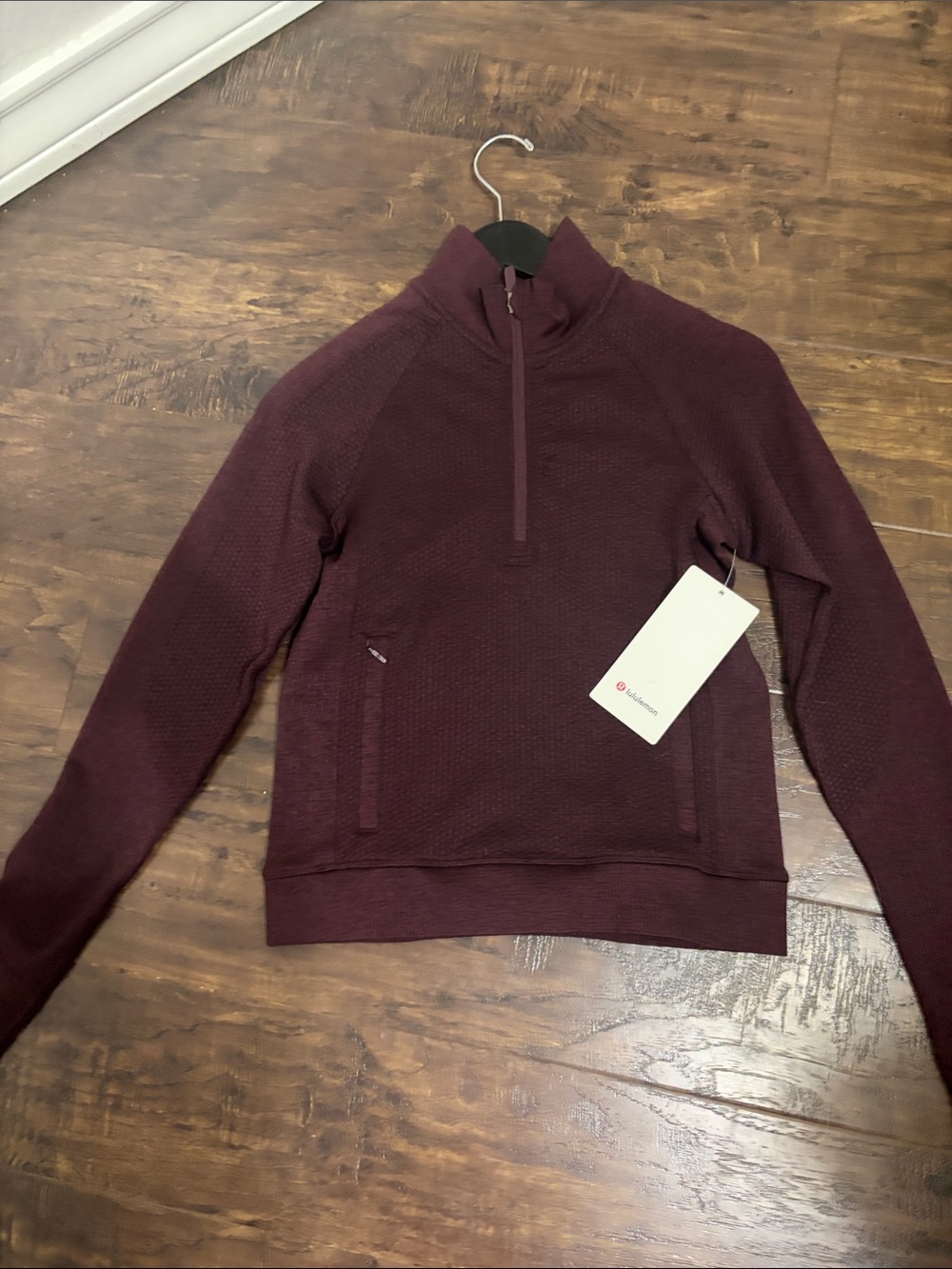 Lululemon Engineered Warmth Half Zip Pullover Sweatshirt in Deep Burgundy